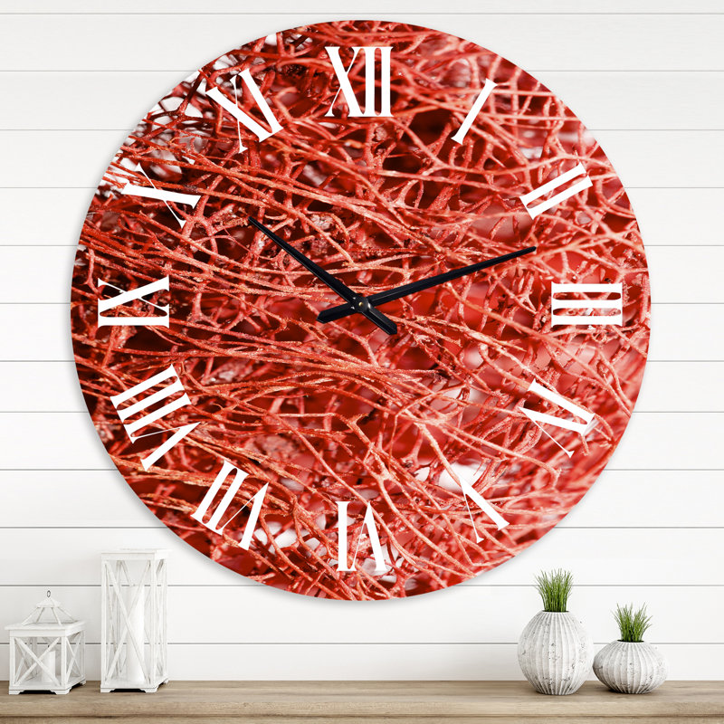 Red Macro Texture - horloge murale moderne, Grand