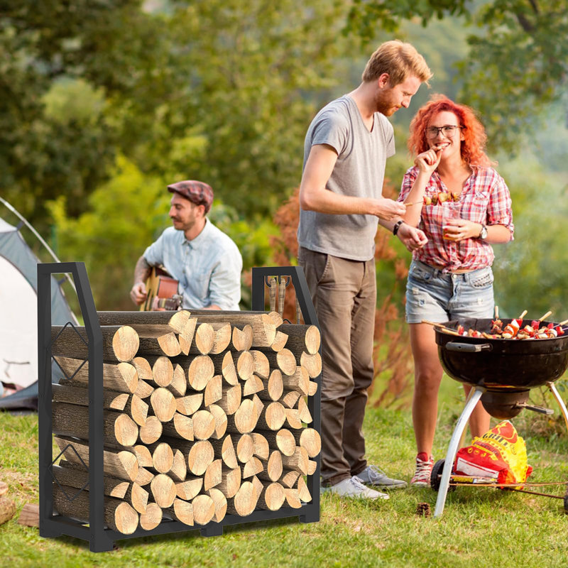 Support à bois de chauffage avec 3 crochets de suspension