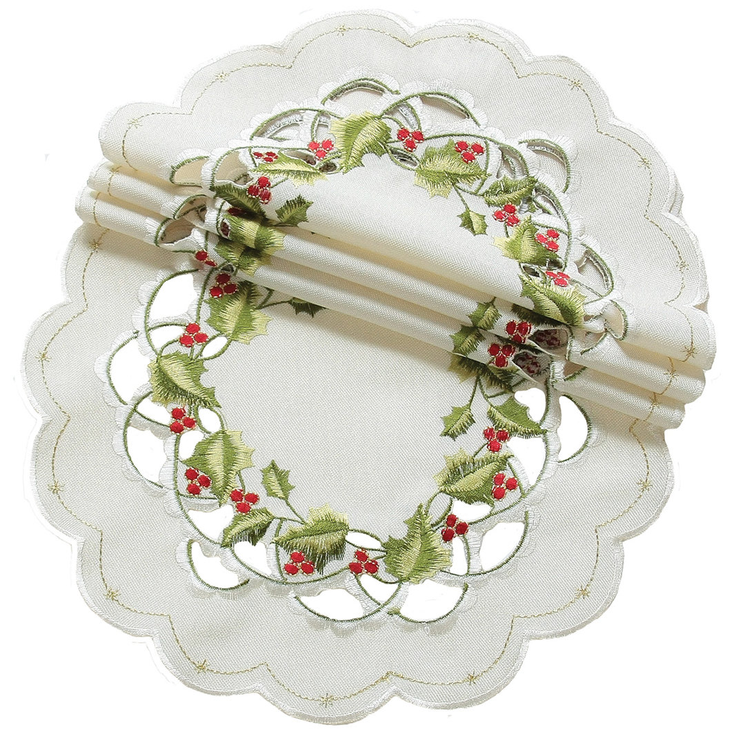 Sandefur Polyester Floral Round Doily (Set of 4) The Holiday Aisle® 