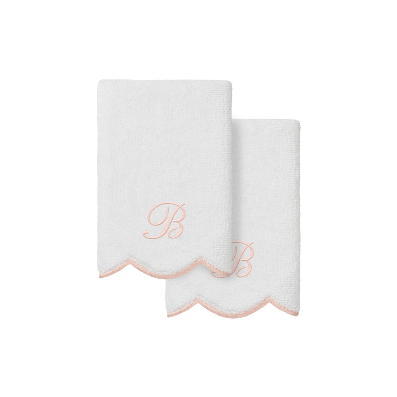  Ensemble de serviettes 100% coton turque ADORNIA, B, Blanc / Rose, Ensemble de 2 serviettes à doigts