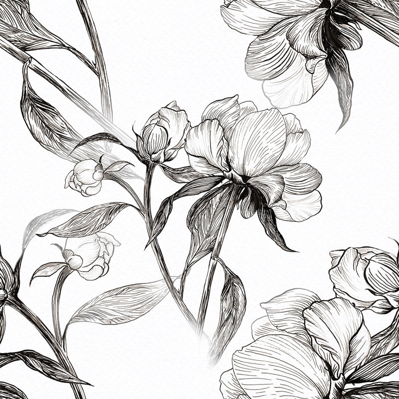 Panneau de papier peint floral, L 2,08 pi x L 10,42 pi