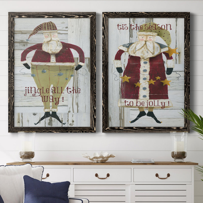 Jingle Santa - ensemble de 2 reproductions, H 31,5 po x l 47 po x P 1,5 po, Pas de tapis, H 31,5 po x l 47 po x P 1,5 po