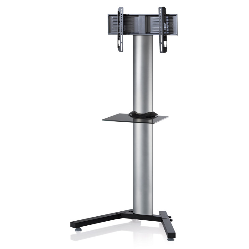 Reiser TV Stand for TVs up to 40", 174cm H x 90cm W x 72cm D, Silver/Black glass