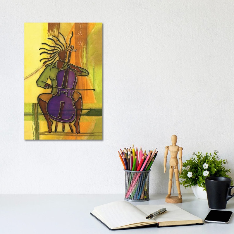 The Cellist by Fred Odle - Wrapped Canvas Print, 30.48cm H x 20.32cm W x 1.9cm D