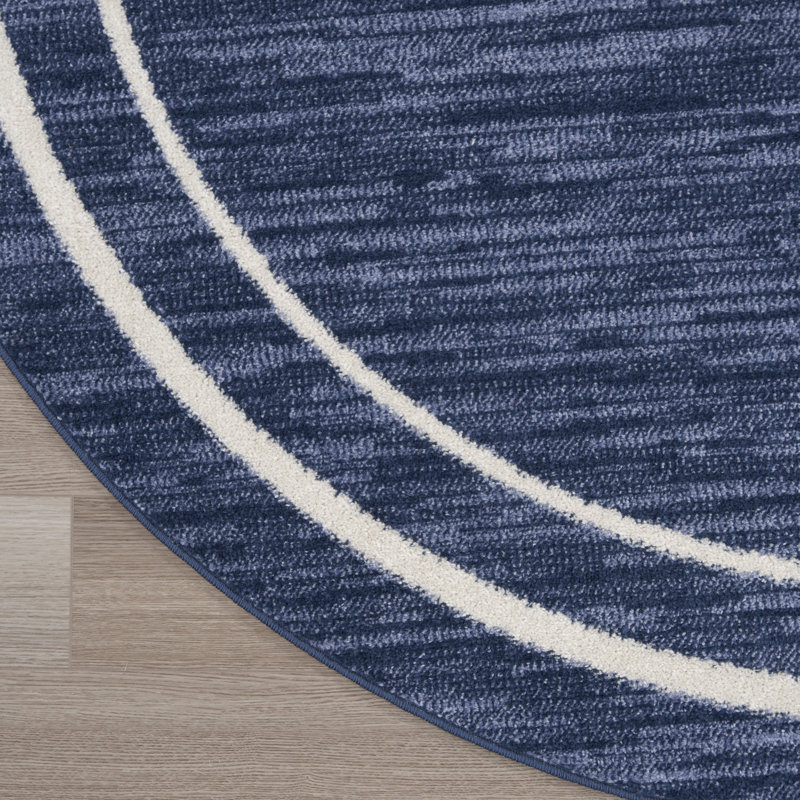 Solid Bordered Area Rug, Round 4'