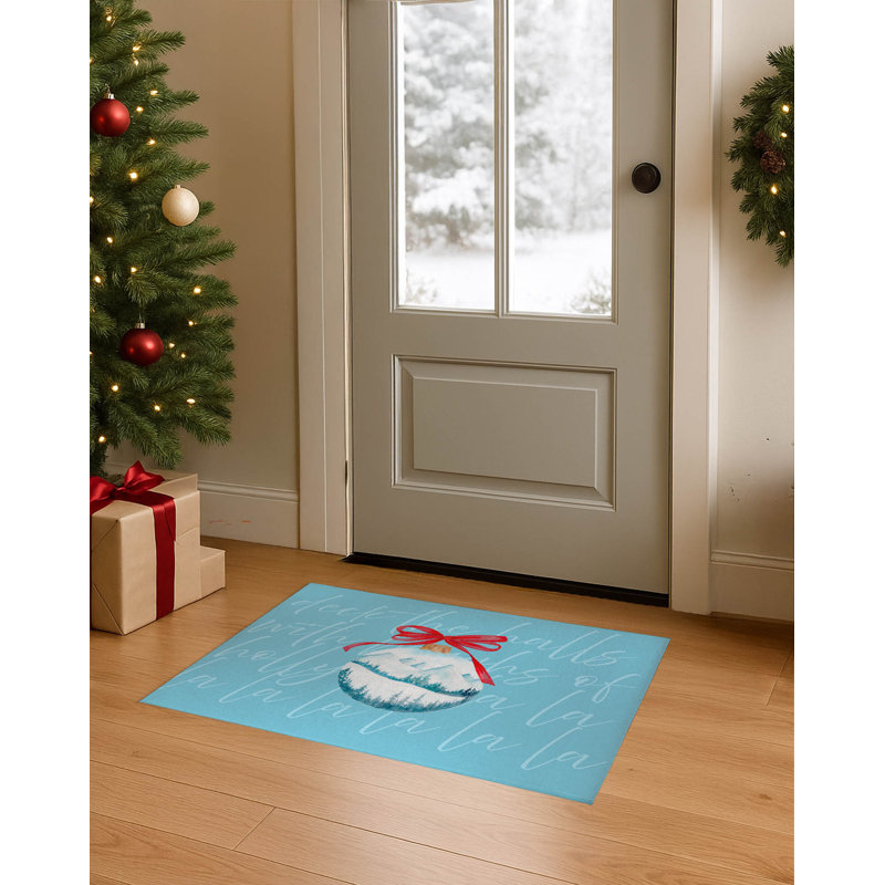 Tapis de porte d'intérieur Deck the halls, Bleu, L 24 po x L 36 po