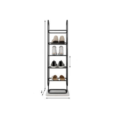 General Shoe Rack Outside The Door Iron Shoes Shelf Simple Door Household Multi-Layer Dustproof Narrow Storage Rebrilliant Finish: Black