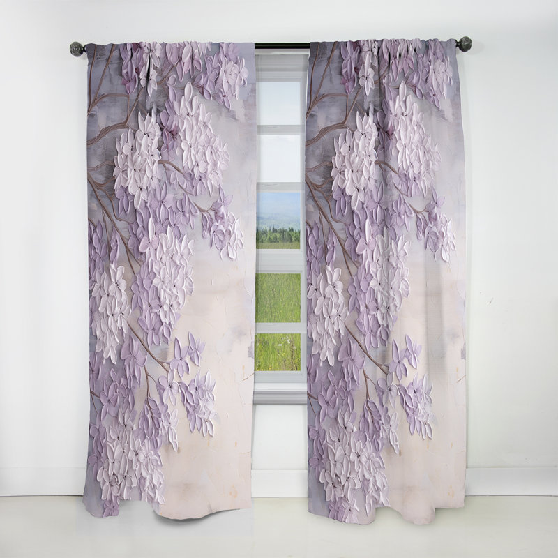 Blooming Lilac Melody I - Rideau floral occultant lilas - 1 panneau, L 52 po x L 84 po