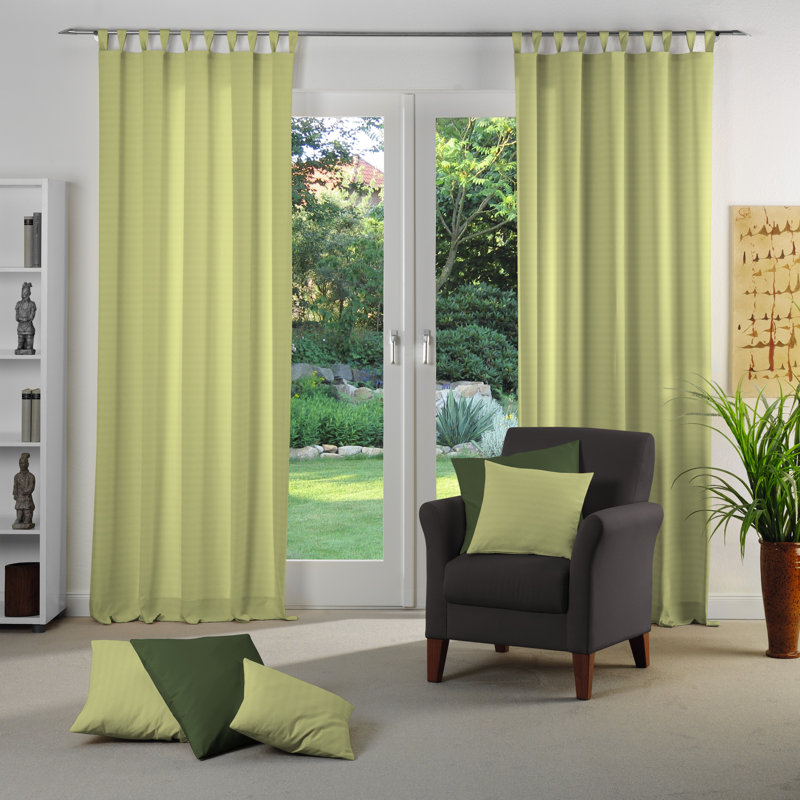 Uni Collection Light 100% Cotton Opaque Tab Top Single Curtain Panel, 142cm wide x 295cm high, Green