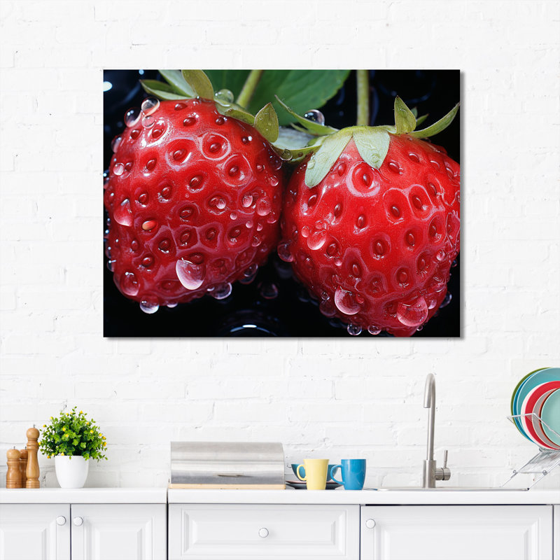 Romantiques rubis, fraise et sonate II - fruits, art mural, H 30 po x l 40 po x P 1,5 po