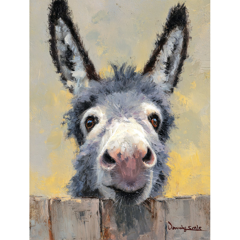 «Sunny Donkey Smile», art mural sur toile tendue, H 48 po x l 36 po
