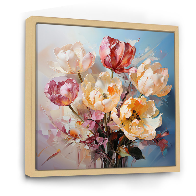 Bouquet de tulipes, nature morte I, H 36 po x l 36 po x P 1,5 po, Cadre naturel flottant