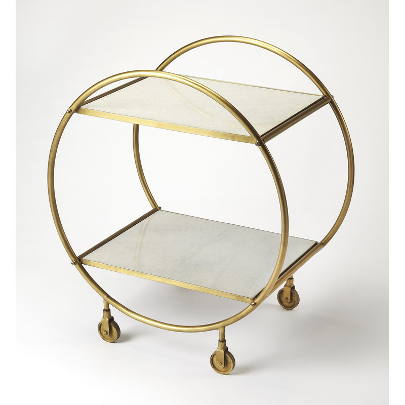 Metal Bar Cart, Gold/White