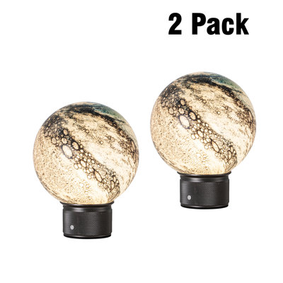 Hand-Blown Art Glass Globe Table Lamp Cordless Rechargeable Decorative Bedside Lamp with Dimmable LED