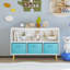 Bibliothèque pour enfants avec tiroirs en tissu pliables, présentoir à livres pour enfants, armoire de rangement pour jouets, blanc / bleu-1867637779