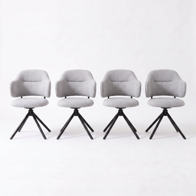 Swivel Dining Chairs with Armrest Upholstered Accent Chairs with Steel Frame High‑Density Sponge Seat Modern Side Chair for Dining Room Living Room Home Office
