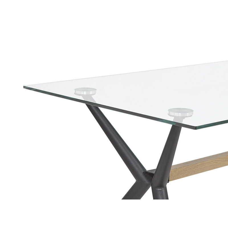 Naheil Glass Top Metal Base Dining Table