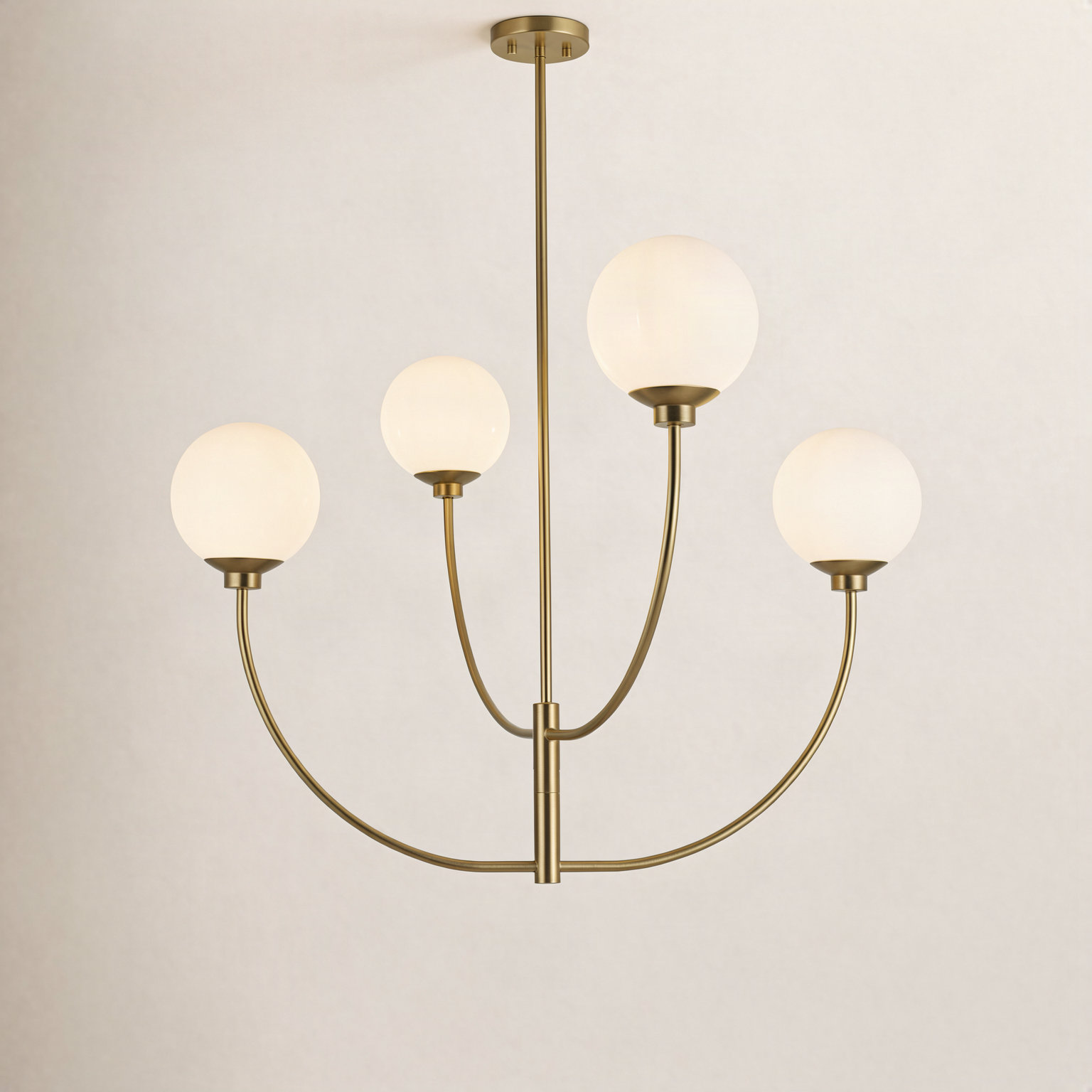 Kyle 4-Light Chandelier, Satin Gold, 27" H x 36" W x 36" D