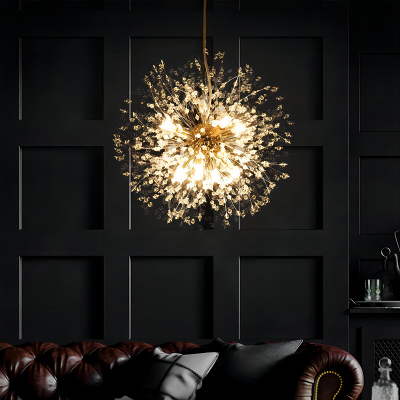 Wallin 8 - Light Sputnik Sphere Chandelier, Gold, 15.7" H x 15.7" W x 15.7" D