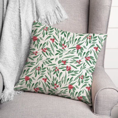 Holly Berries Throw Pillow