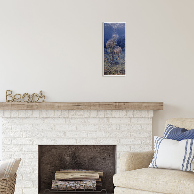 «Au-509», giclée sous l'eau, lamantins par Linda Thompson, peinture, L 7 po x H 17 po x P 0,5 po, Mdf