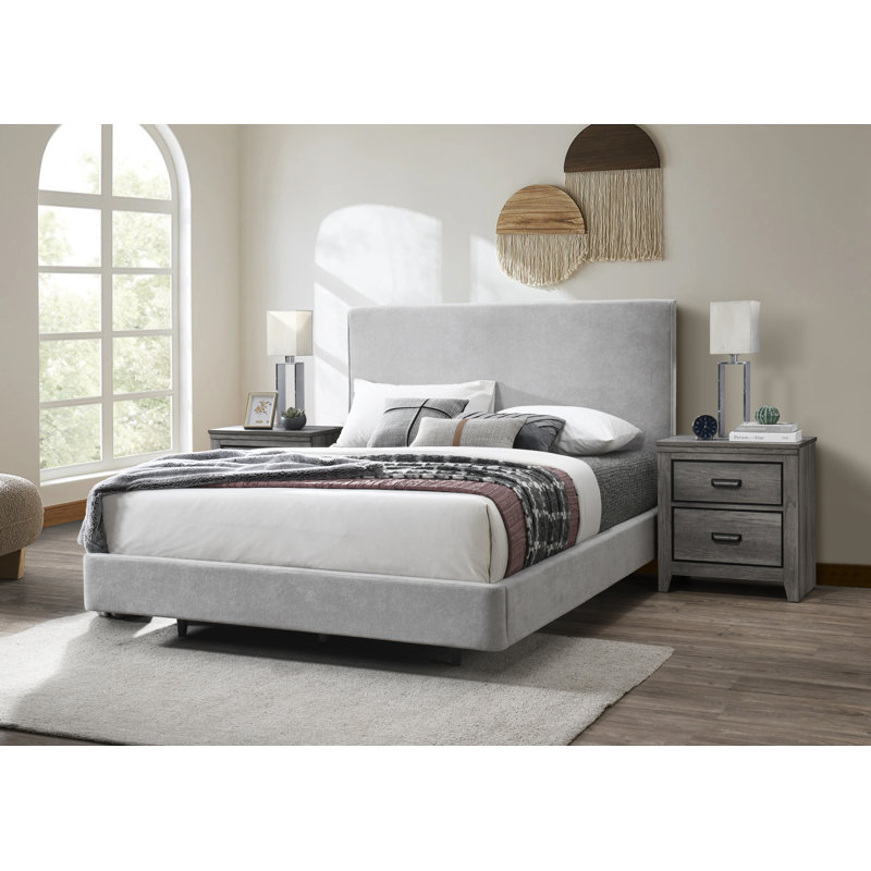 Ensemble de chambre avec lit tapissier Mil Gray, Grand