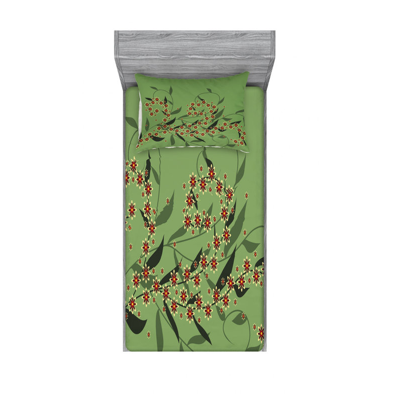 Ensemble de draps à fleurs rétro, Ensemble de draps pour lit simple avec drap-housse