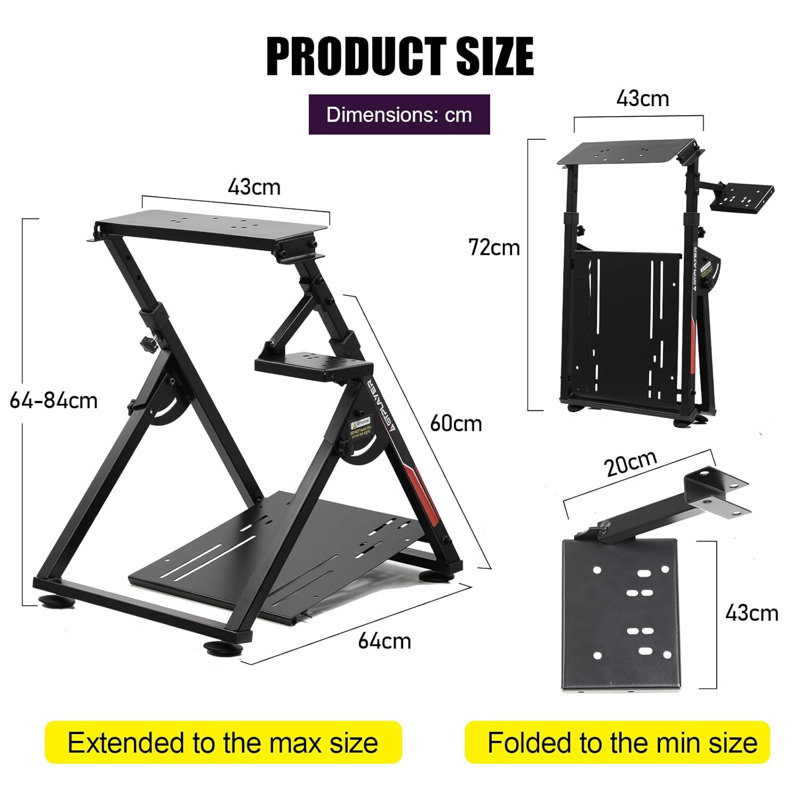 Sim Racing Wheel Stand Simulator Cockpit Wheel Stand Racing Steering Shifter Mount Fit For Logitech G25 G27 G29 G920 G923 Thrustmaster T330TS Gaming Stand Wheel Pedals NOT Included
