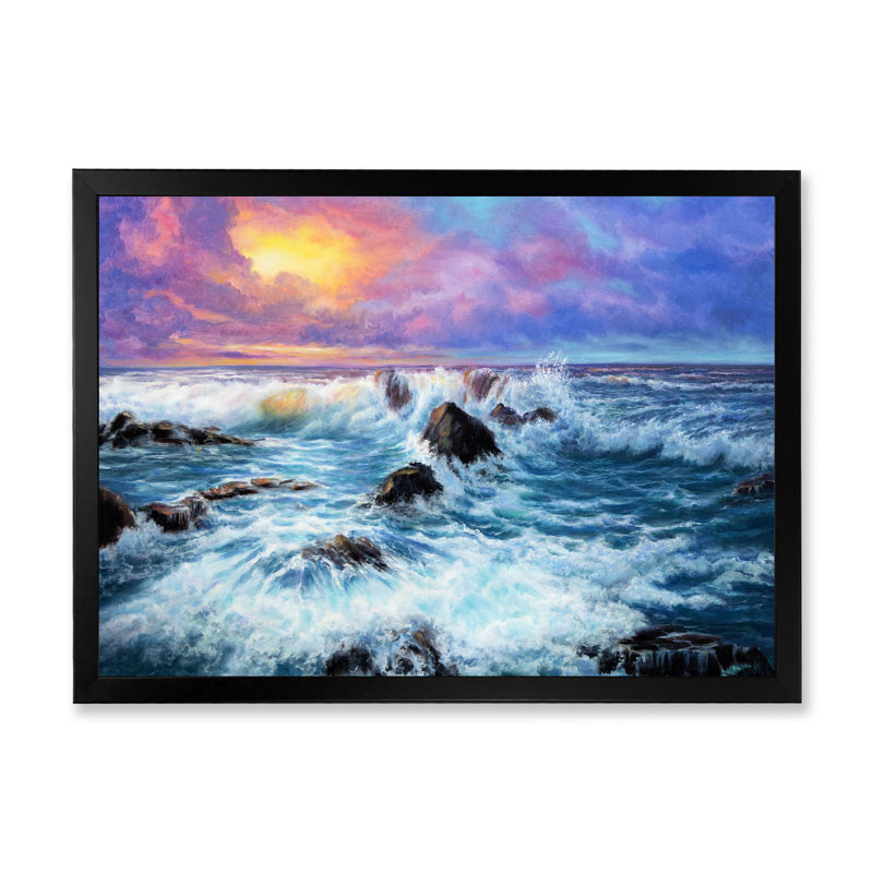Wild Blue Ocean Waves XV - reproduction d'art sur toile nautique et côtière, H 30 po x l 40 po x P 1,5 po