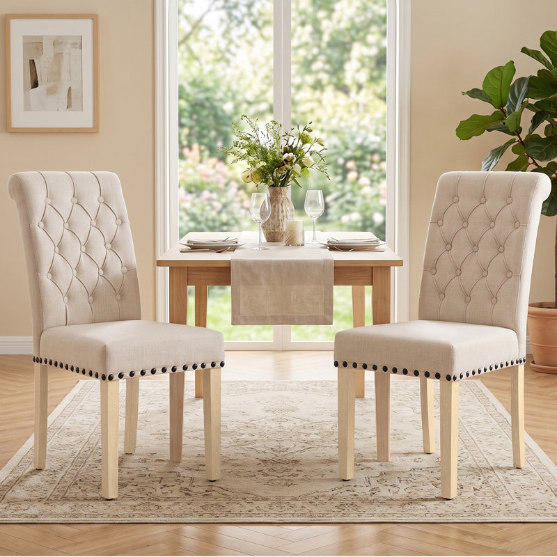 Chaises de salle à manger rembourrées Amby, Beige