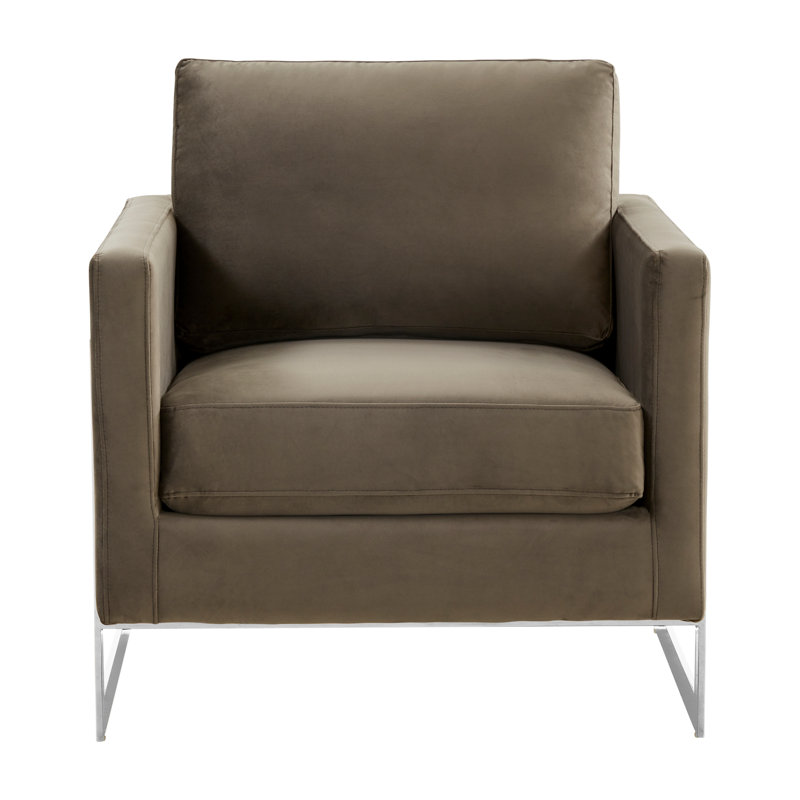 Chaise avec accoudoirs Lybah, Velours gris foncé
