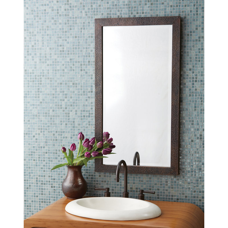 Rustic Beveled Bathroom/Vanity Mirror, 40" H x 28" W
