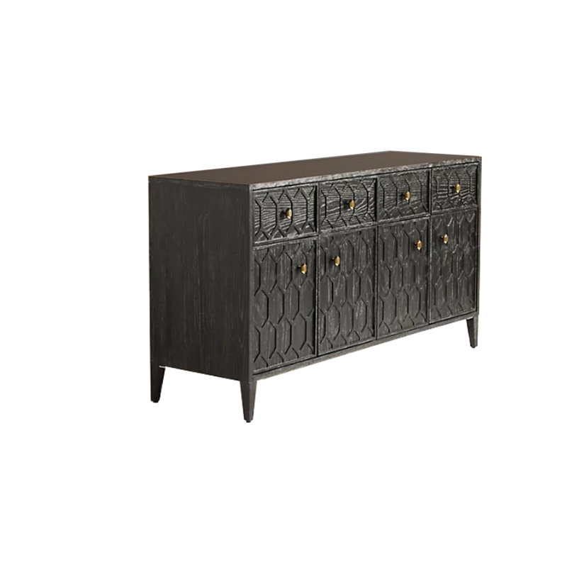 Retro Simple Accent Cabinet Solid Wood Accent Cabinet, Black