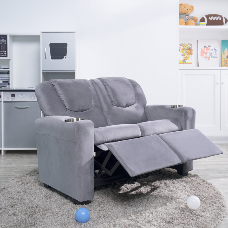 Kids Recliner Loveseat – Spacious Kids Couch and Toddler Chair with Cup Holders, Adjustable Footrest, and Push-Back Reclining