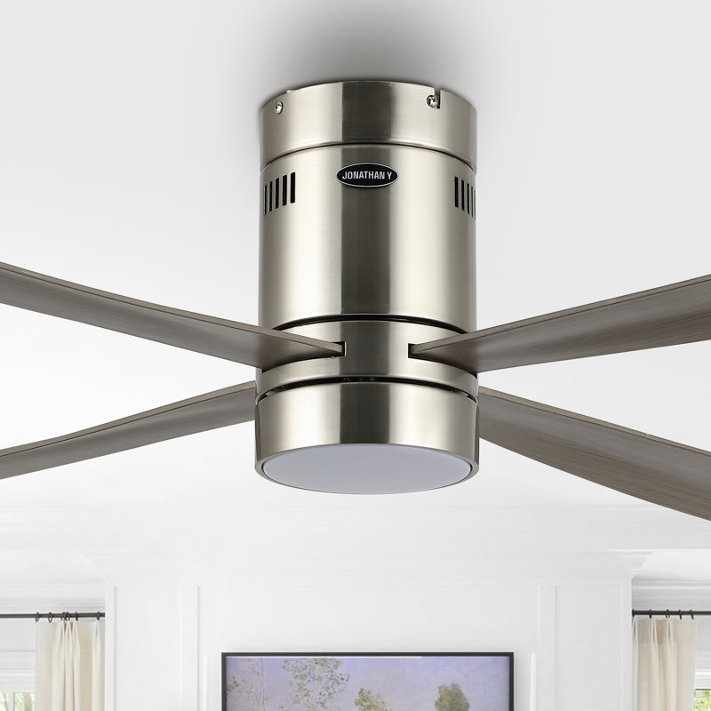 Theo 52'' Ceiling Fan with LED Lights, Gray Wood Finish