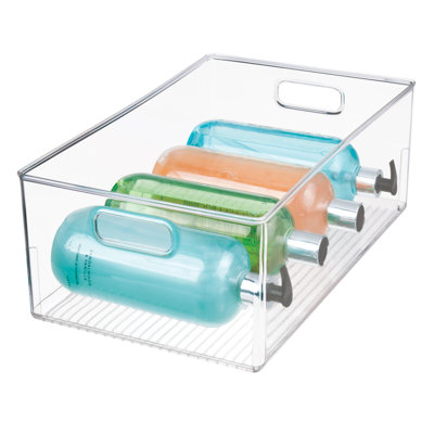iDesign Small Plastic Bathroom Storage Bin with Handles - Clear