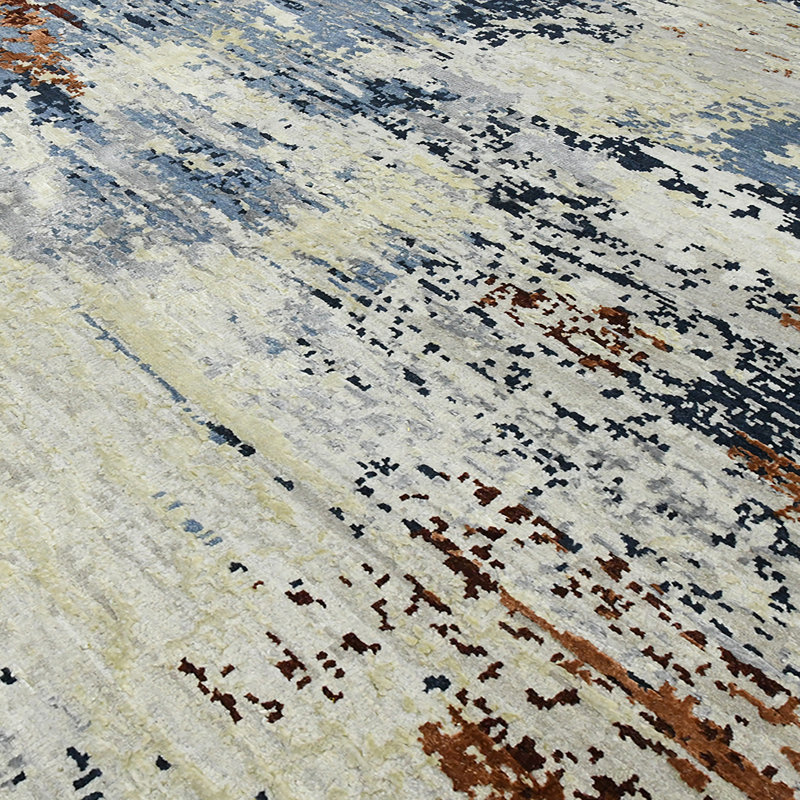 Tapis bleu / brun en laine / viscose Hermitage Beatrice, Rectangle 10 pi x 14 pi