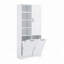 Armoire de rangement de salle de bain avec portes et tiroirs, panier à linge inclinable, plusieurs espaces de rangement-2114094966
