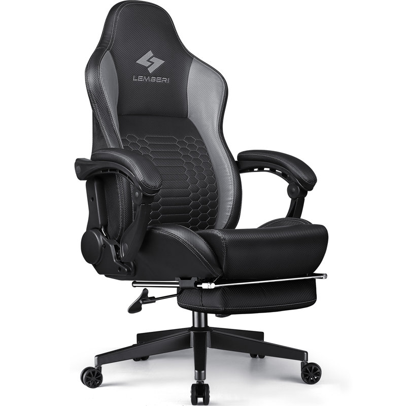 Fauteuil de jeu ergonomique avec repose-pieds et support lombaire Bossin, gris