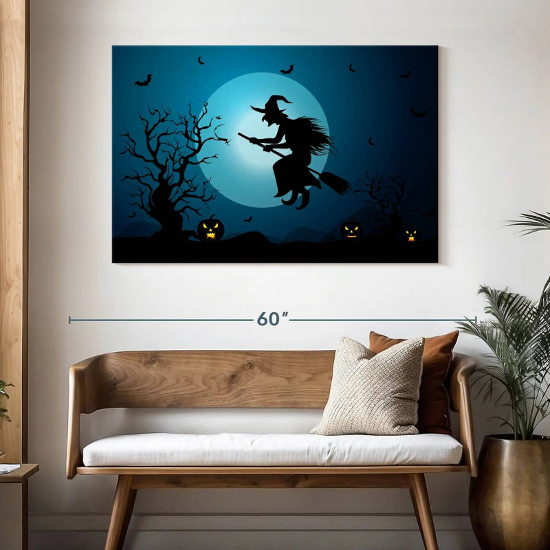 Sorcière d'Halloween, H 32 po x l 48 po