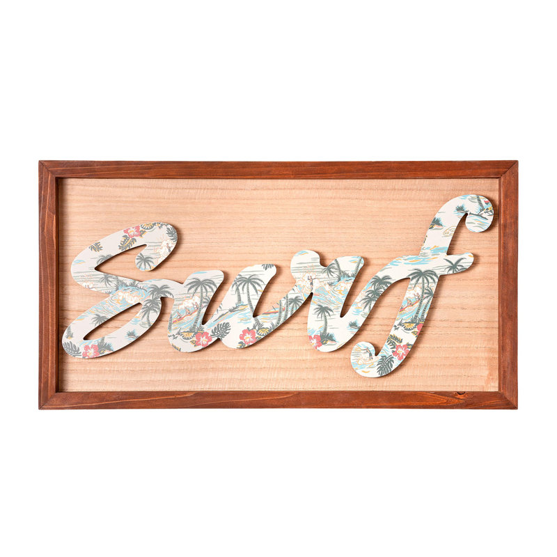 Kona Coast by Reyn Spooner Framed Floral Typographic Surf Wall Art