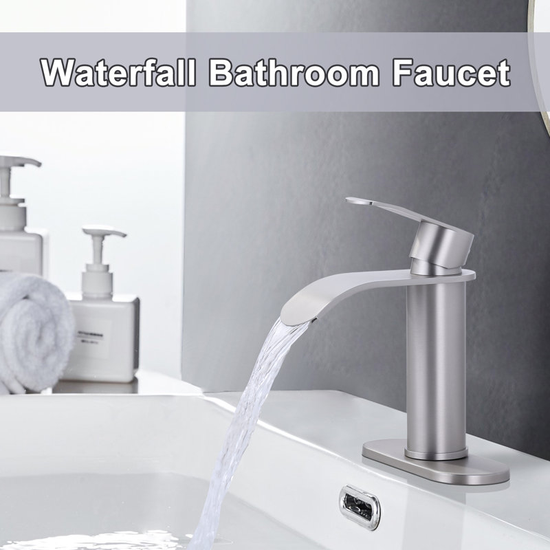 Brushed Nickel Single Handle High Arc Bathroom Faucet