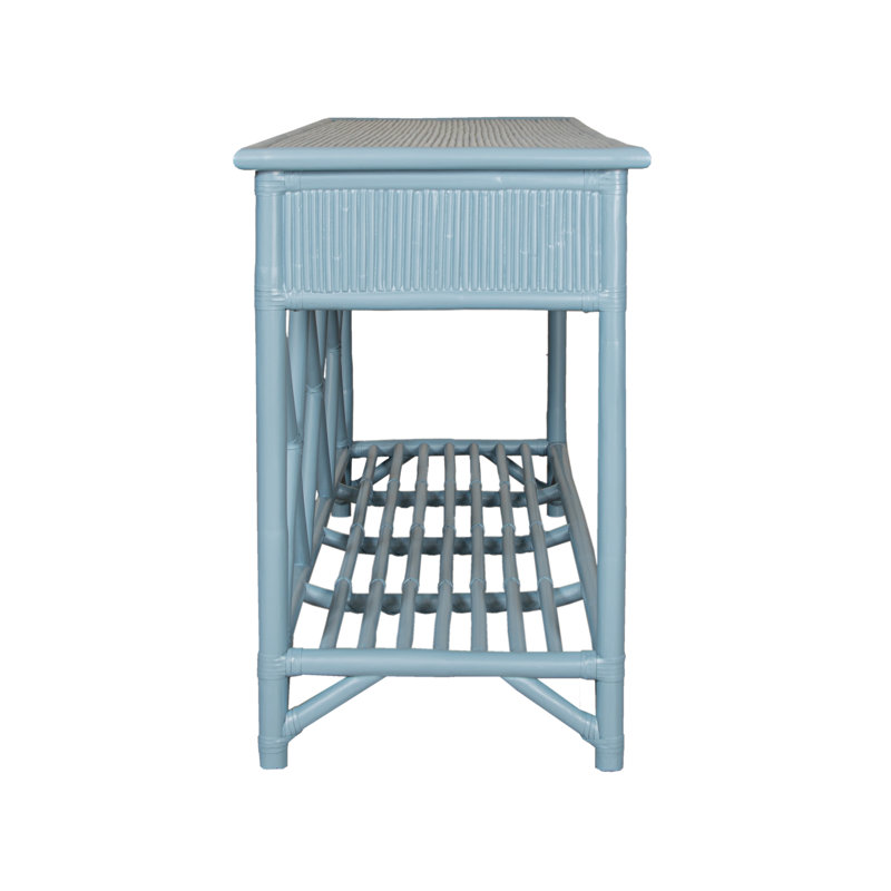 54'' Wide 3 Drawer Rattan Wood Sideboard, Pool Blue