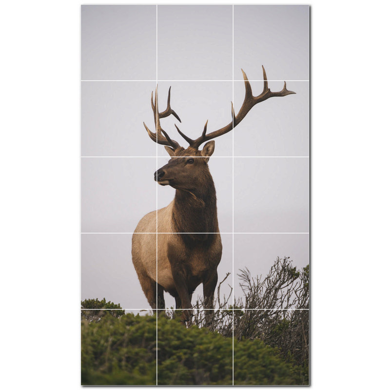 Murale décorative en céramique cerf de 4,25 po x 4,25 po
