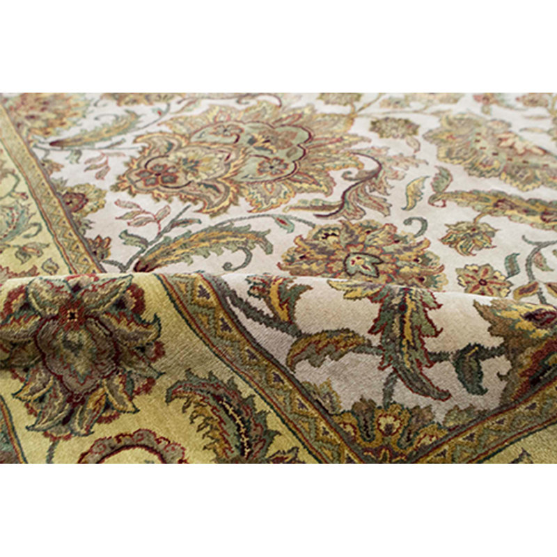 Tapis ivoire et doré de haute qualité noué à la main