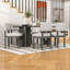 Ensemble de salle à manger 7 pièces avec table rectangulaire en bois et 6 chaises rembourrées-1190763213-1190763214