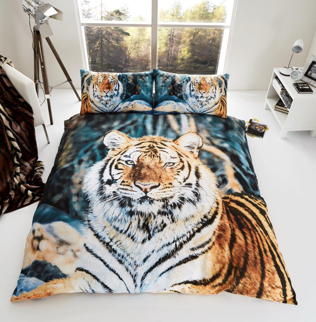Tiger 3D Wildlife Duvet Cover Set with Pillowcases