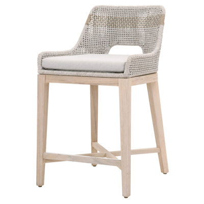 Bowker 26" Teak Patio Counter Stool with Cushion by Highland Dunes