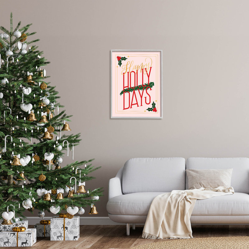 Happy Holly Days Botanical at-131, H 30 po x l 24 po x P 1,5 po, Estampe numérique Farmhouse