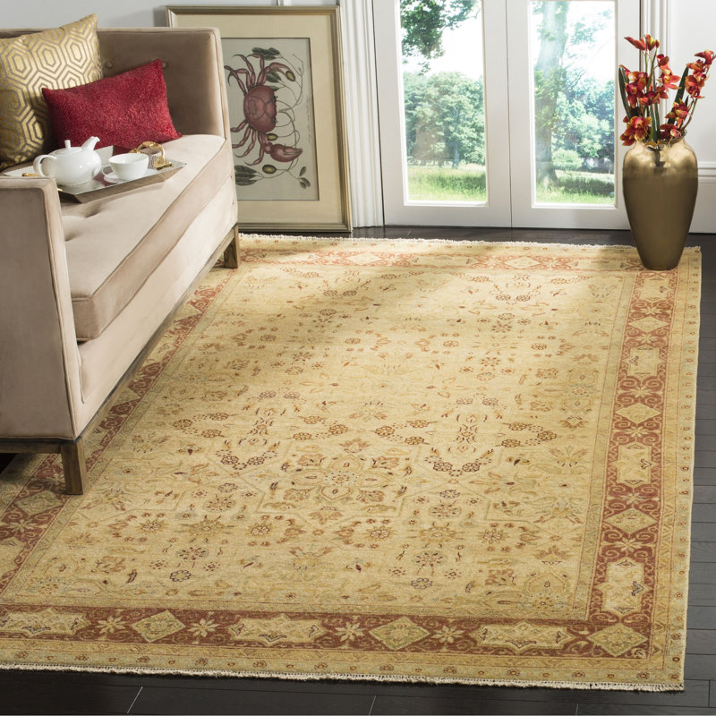 Tapis beige noué à la main Gaier, Rectangle 6 pi x 9 pi